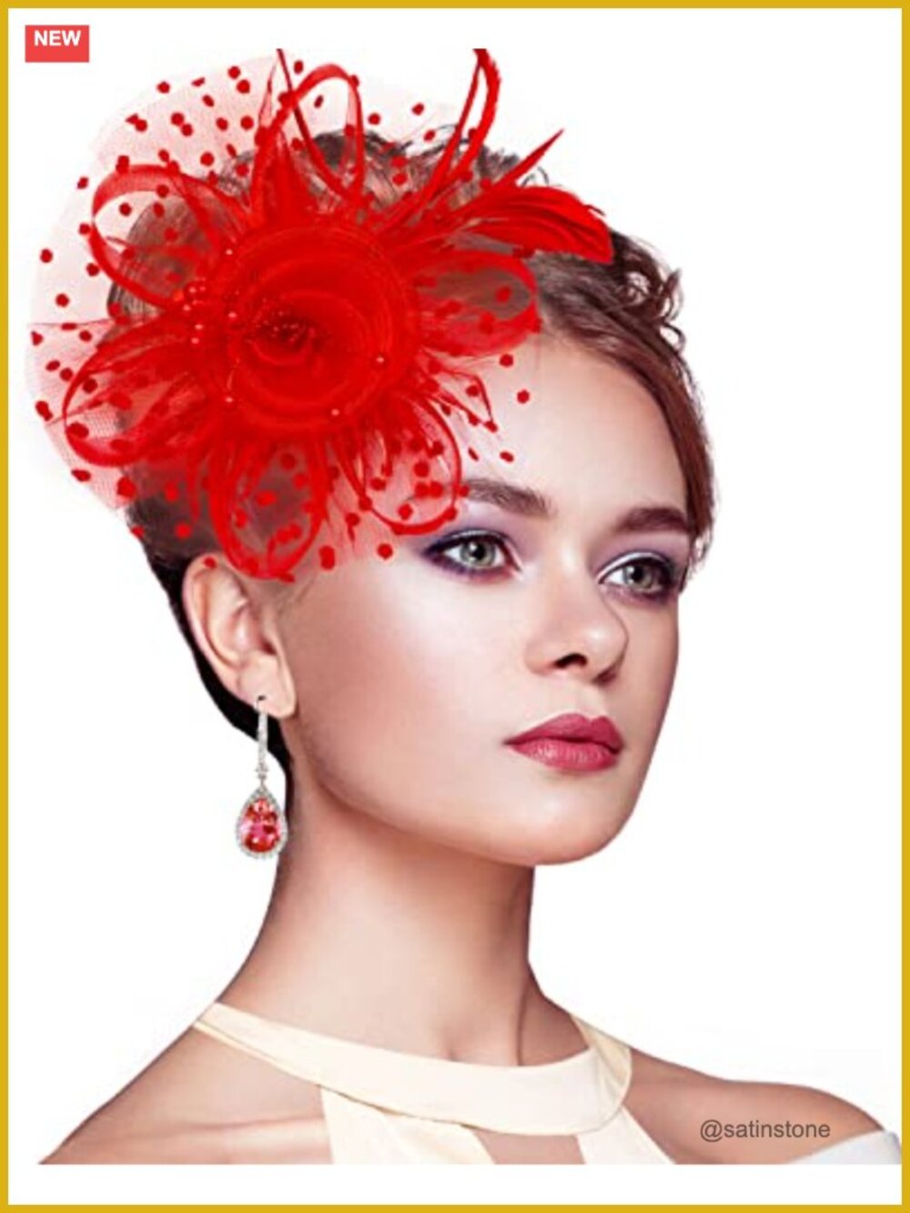 Feather Fascinator Headband Hair Clip 2-in-1 Tea Party Derby Wedding